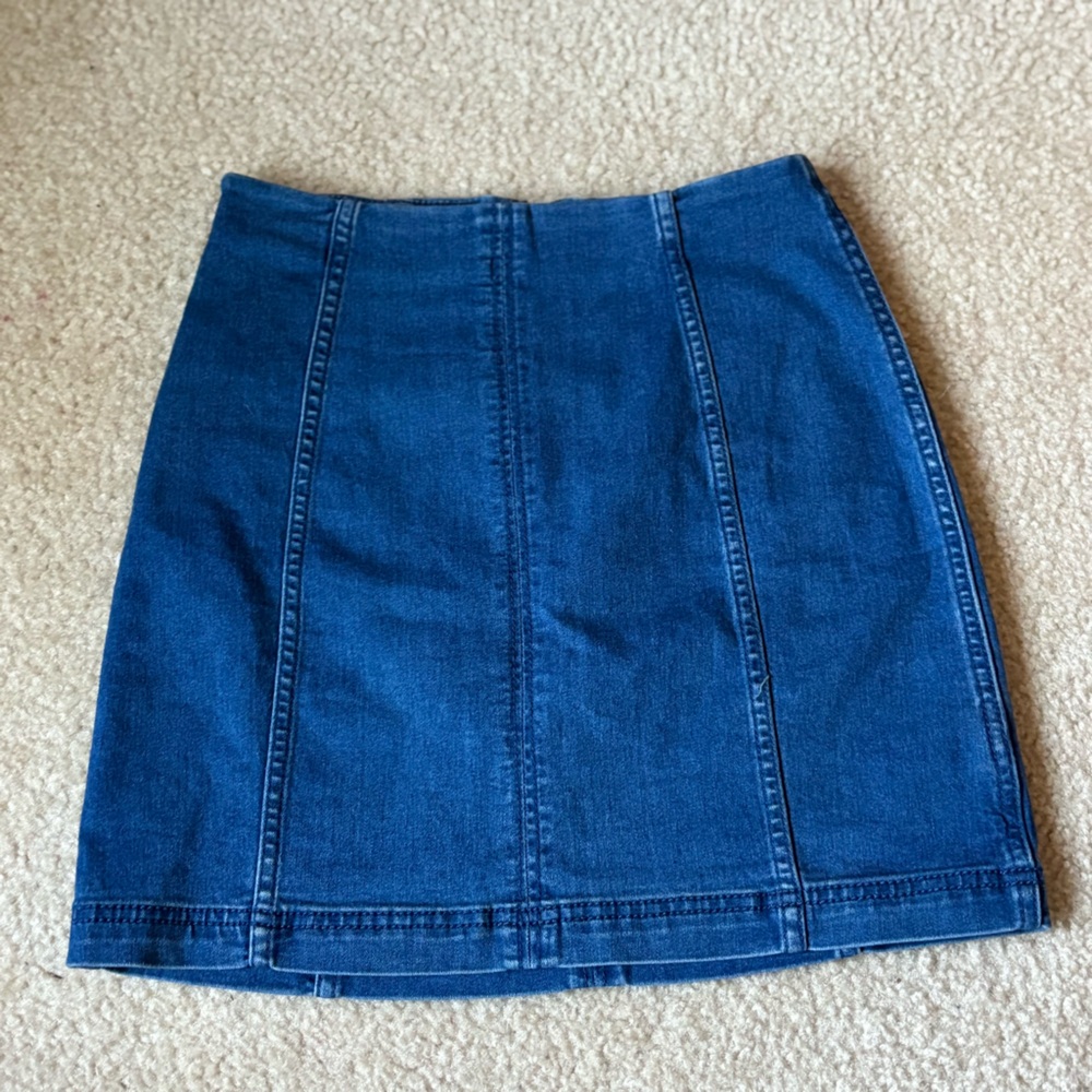 Free People Dark Blue Denim Mini Skirt